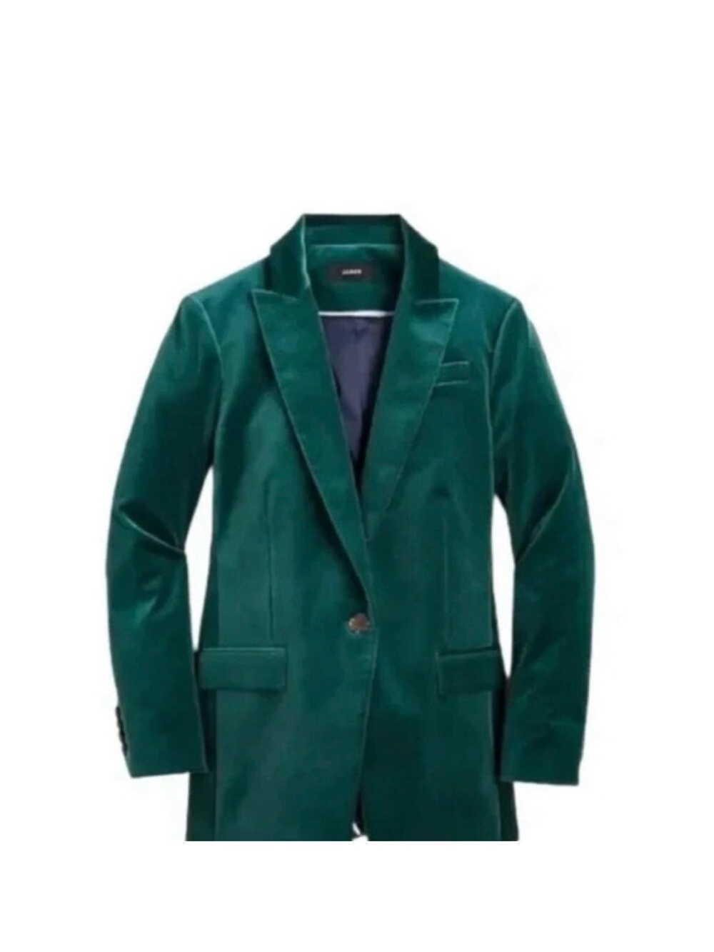 J. Crew Willa Blazer in Old Forest Green Stretch Velvet, Size 00P